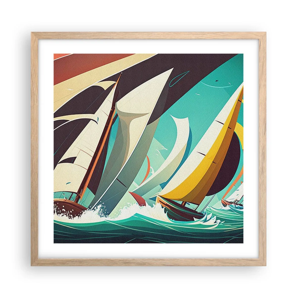 Poster in einem Rahmen aus heller Eiche - Viel Glück mit den Elementen - 50x50 cm