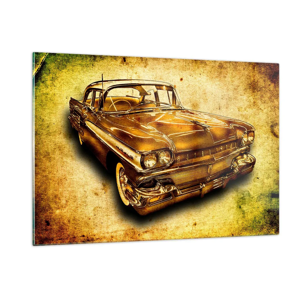 Glasbild - Bild auf glas - Ein Oldtimer mit Vintage-Hintergrund - 120x80cm - Die unvergängliche Schönheit der Klassiker - Moderne Wanddekoration für Wohnzimmer und Schlafzimmer ARTTOR