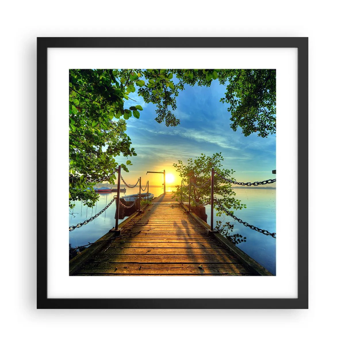 Poster in einem schwarzem Rahmen - Westen auf dem Wasser - 40x40 cm