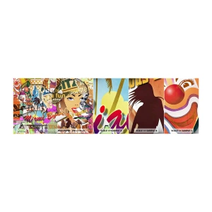 Fototapeten Muster Selbstklebend Deluxe Sticker - Sommer Rückblicke - Graffiti, Wandgemälde, Malerei-Collage - 100x30 cm