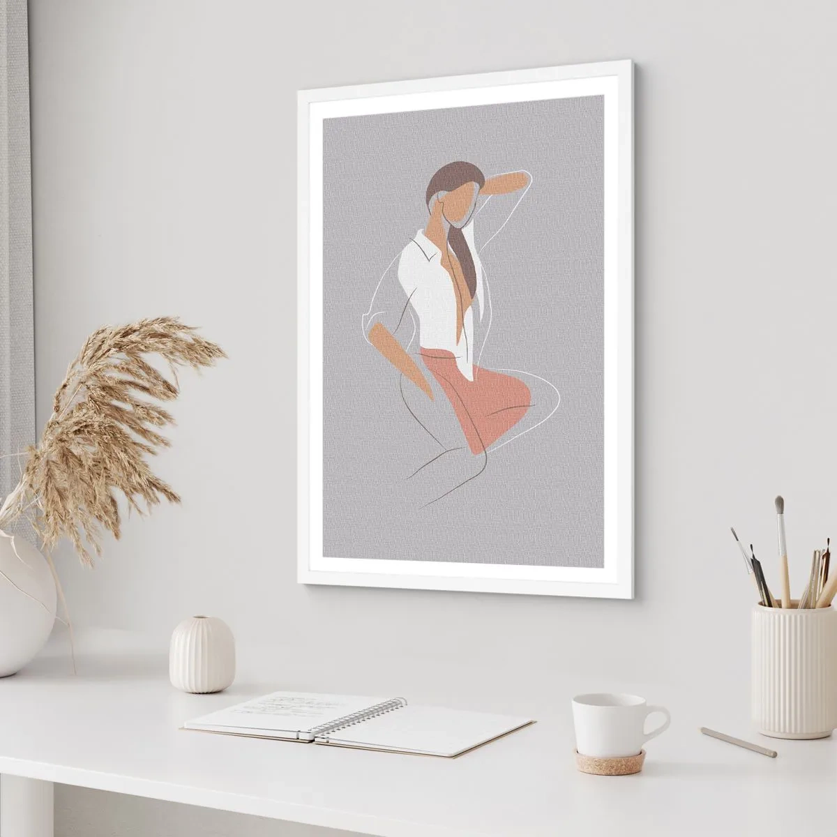 Poster in einem weißen Rahmen - Umriss der Anmut - 30x40 cm