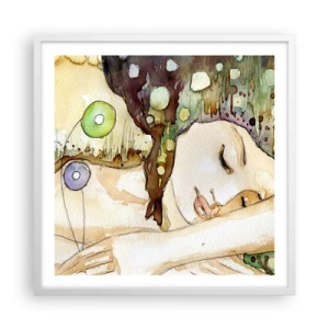 Poster in einem weißen Rahmen - Ein smaragd-violetter Traum - 60x60 cm