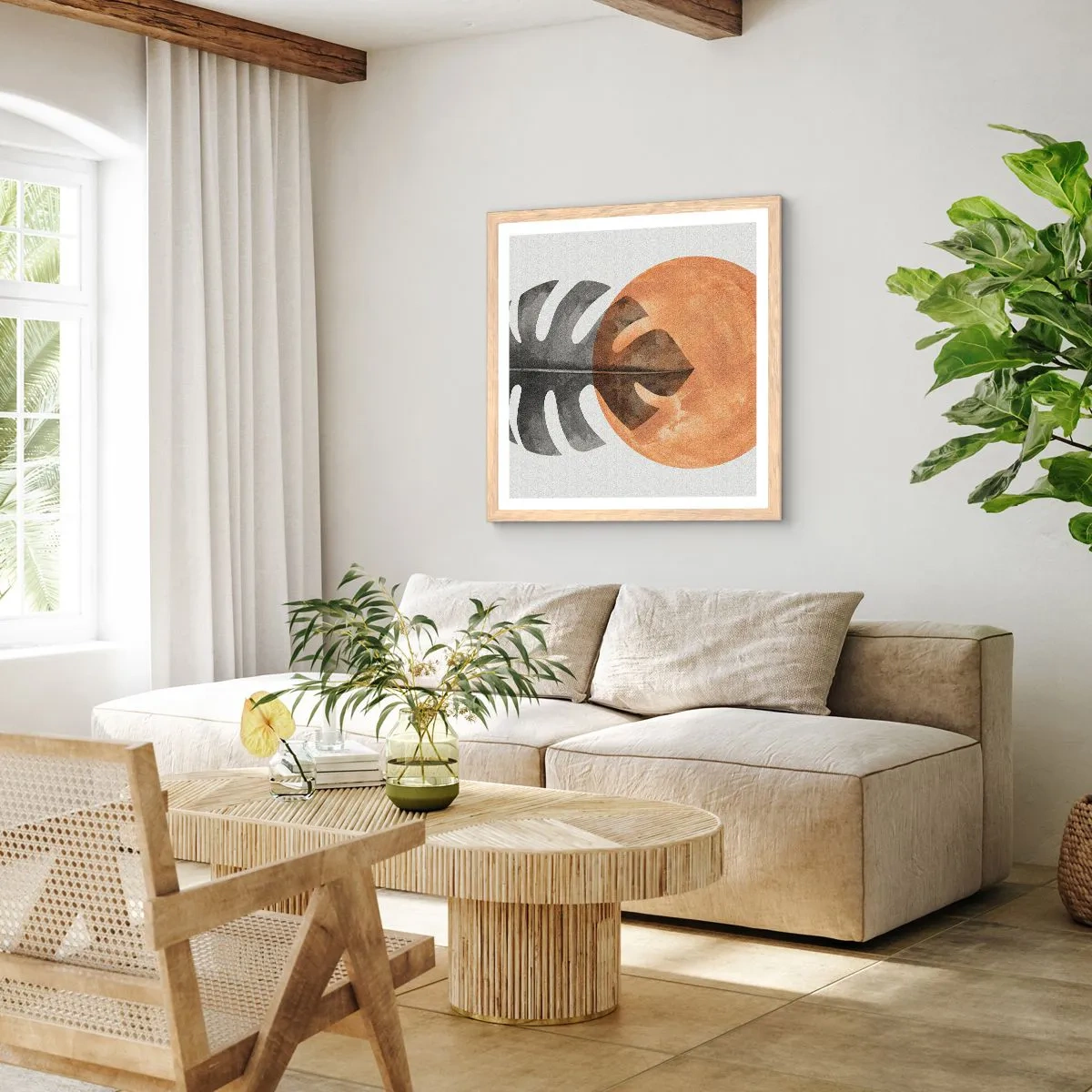 Poster in einem Rahmen aus heller Eiche - Immer die Sonne - 60x60 cm