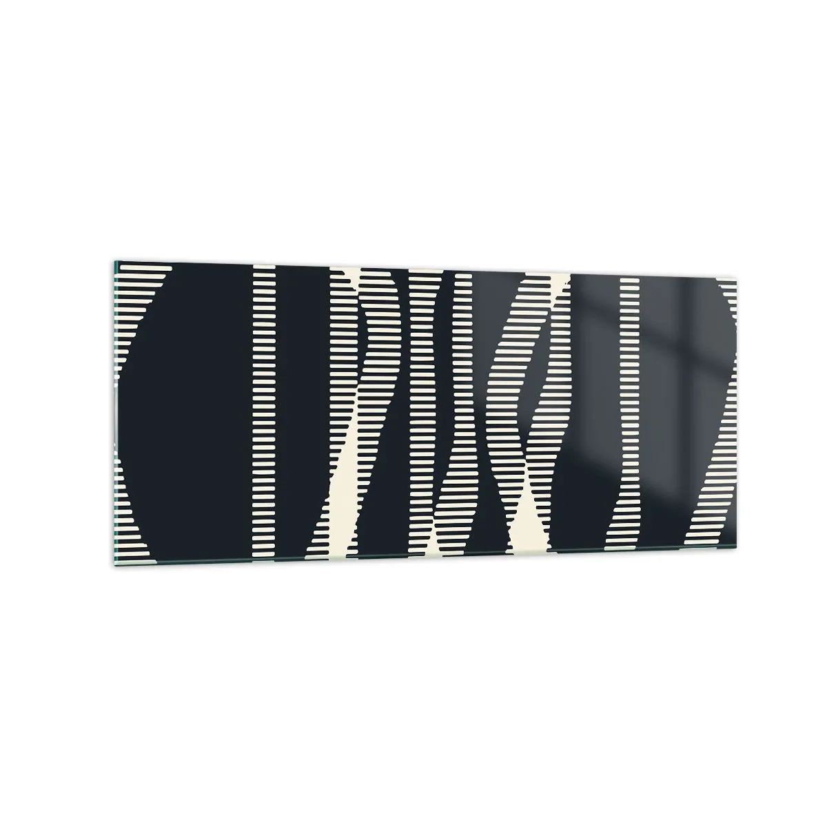 Glasbild - Bild auf glas - Geometrische Linien in hellen Farbtönen auf dunklem Hintergrund - 120x50cm - Ein Versuch, die Dunkelheit zu durchbrechen - Moderne Wanddekoration für Wohnzimmer und Schlafzimmer ARTTOR