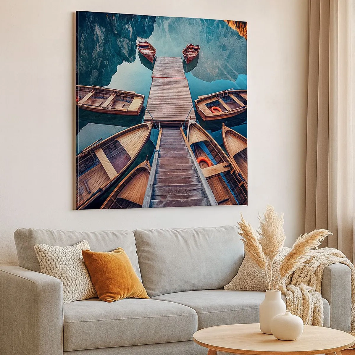 Bild auf Leinwand - Leinwandbild - Ich warte am Yachthafen - 30x30 cm