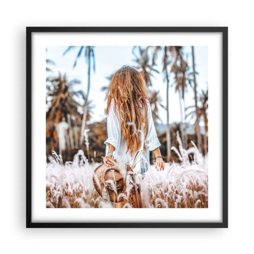 Poster in einem schwarzem Rahmen - Geboren aus Grasflaum - 50x50 cm