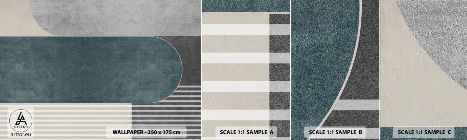 Fototapeten Muster Selbstklebend Deluxe Sticker - Komposition auf der Ebene - Minimalismus, Formen, Pastell - 100x30 cm