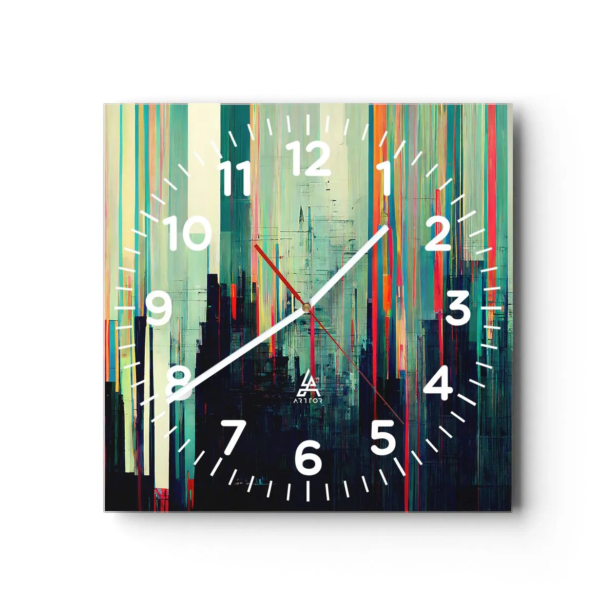Wanduhr - Glasuhr - Futuristische Stadt - 30x30 cm