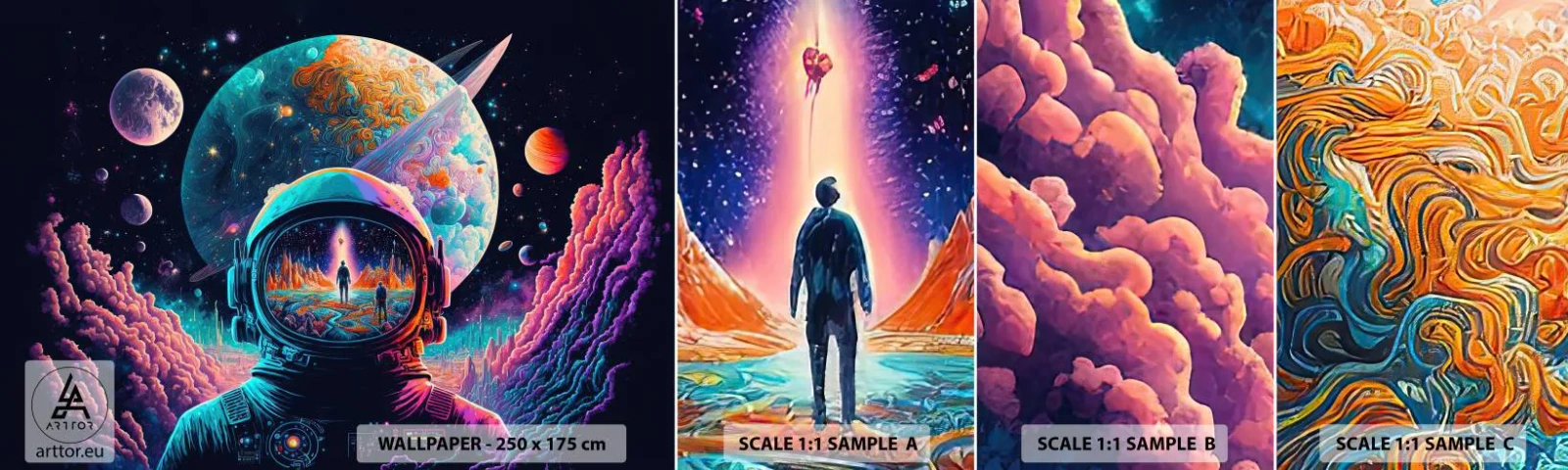 Fototapetenmuster Standard Eco - Philosophen haben nicht davon geträumt - Astronaut, Futuristisch, Kosmos - 100x30 cm