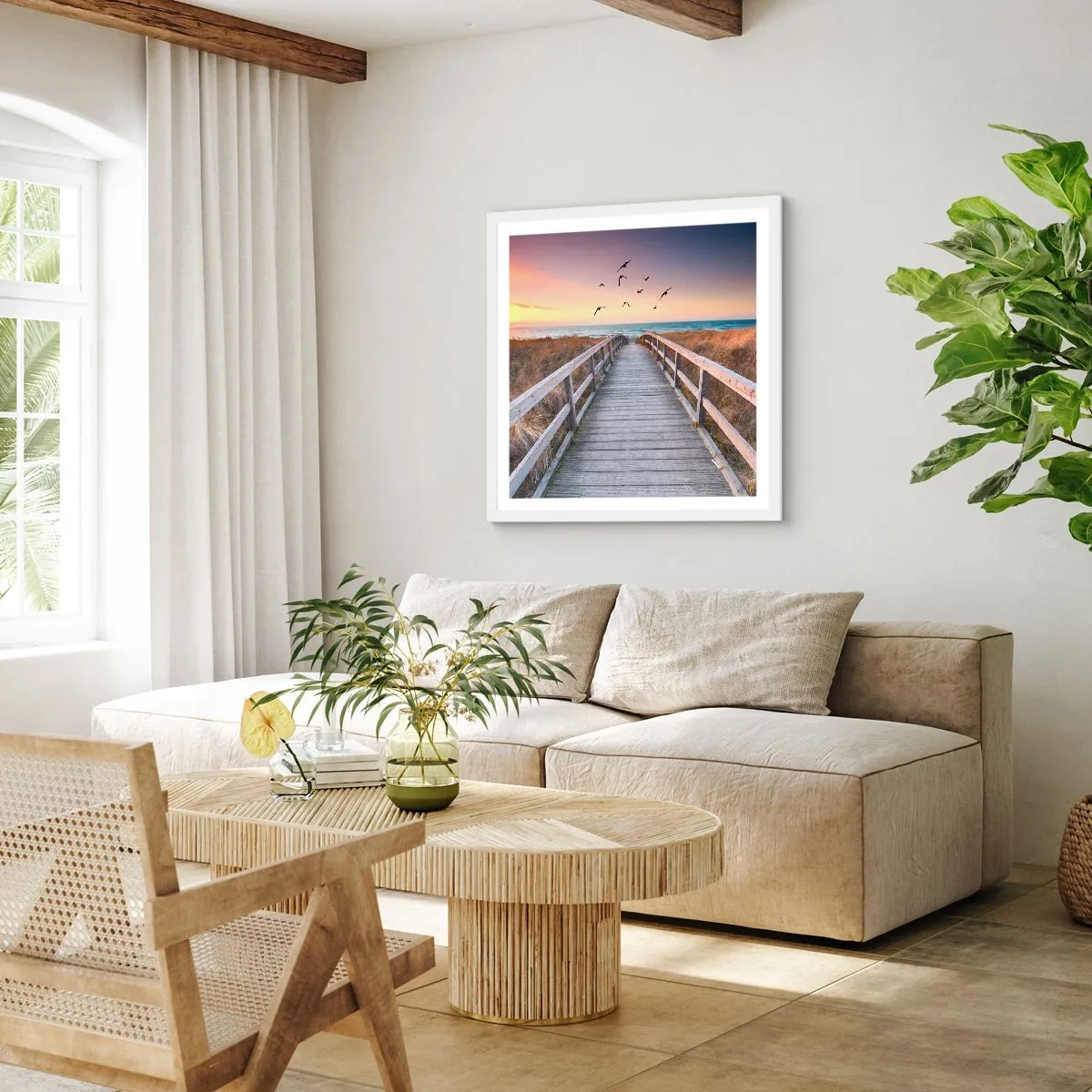 Poster in einem weißen Rahmen - Der Raum für Auffliegen - 40x40 cm