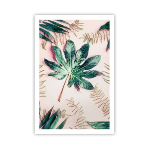 Poster - Eine Studie von Grün auf einem rosa Hintergrund - 61x91 cm