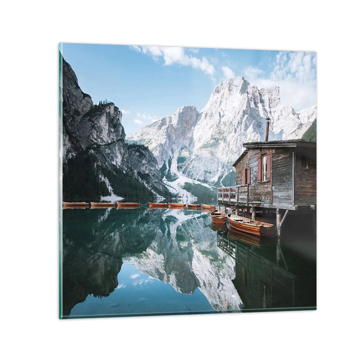 Glasbild - Bild auf glas - Kristallklarer Bergmorgen - 30x30 cm