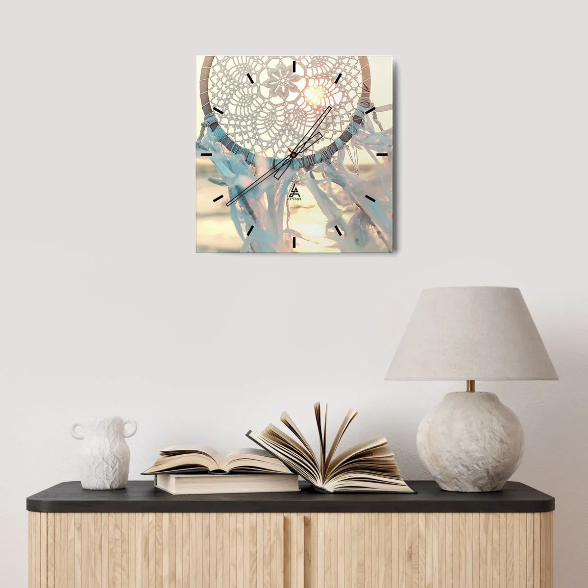 Wanduhr - Glasuhr - Totem aus Spitze - 30x30 cm