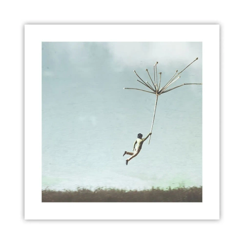 Poster - Drachen, Löwenzahn, Wind - 40x40 cm