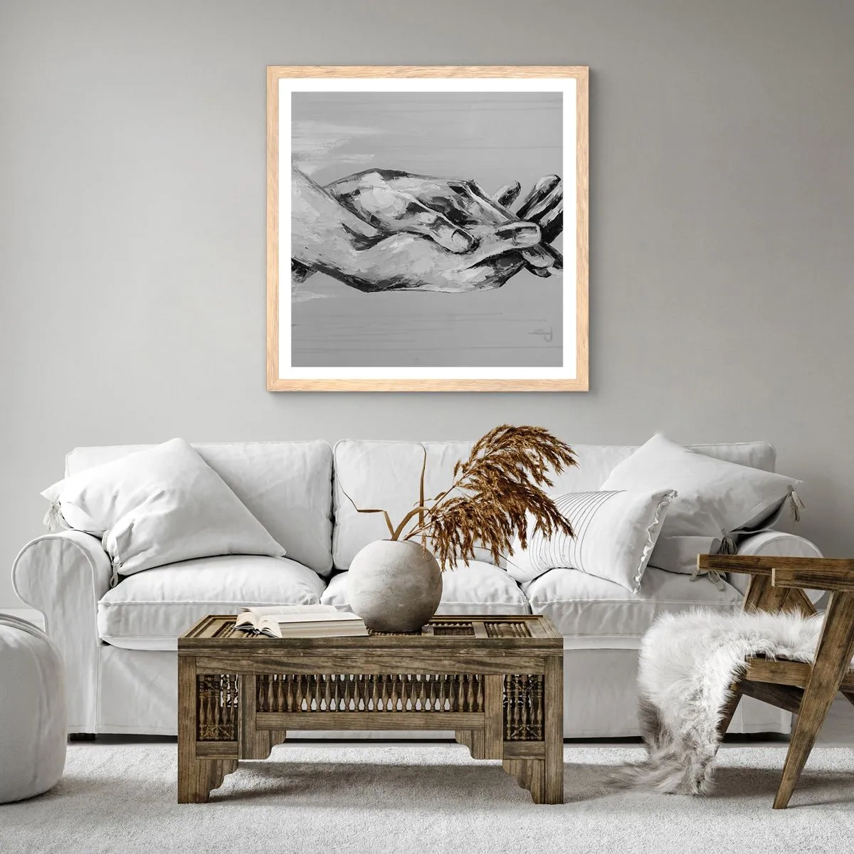 Poster in einem Rahmen aus heller Eiche - Anfang… - 40x40 cm