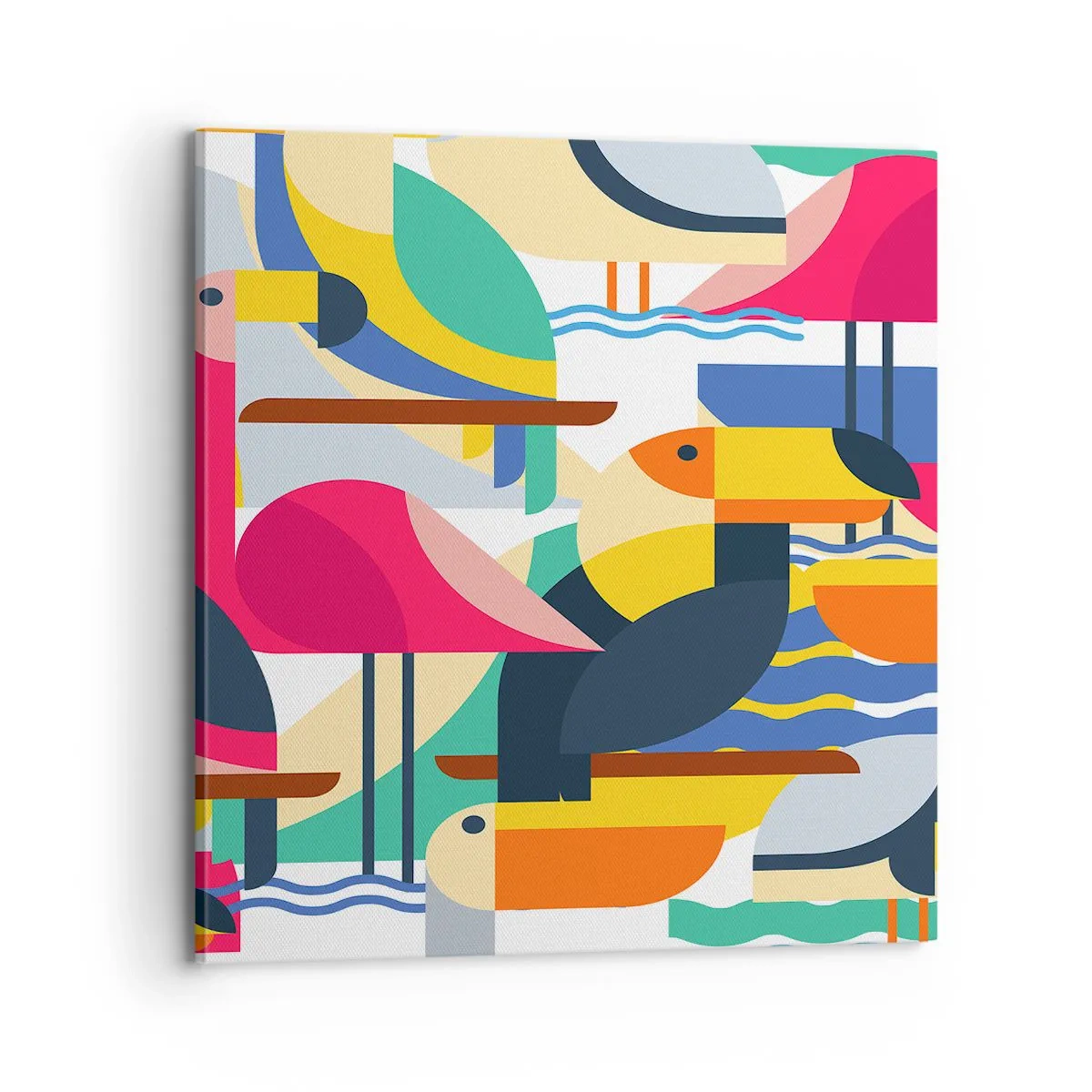 Bild auf Leinwand - Leinwandbild - Vogelparty - 70x70 cm