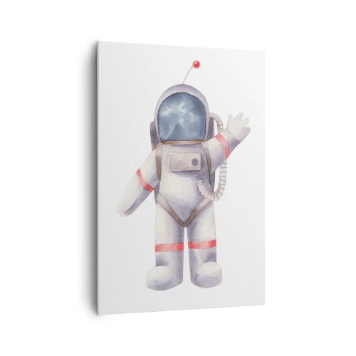 Bild auf Leinwand - Leinwandbild - Astronaut im Aquarellstil auf weißem Hintergrund - 70x100cm - Bis dann! - Moderne Wanddekoration für Wohnzimmer und Schlafzimmer ARTTOR