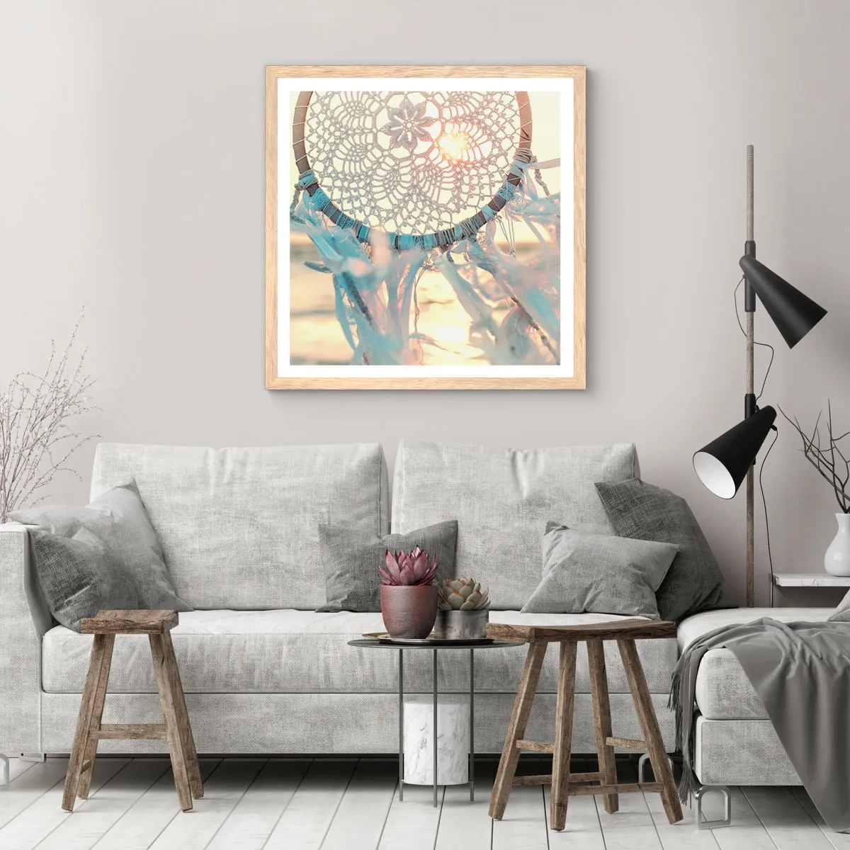 Poster in einem Rahmen aus heller Eiche - Totem aus Spitze - 50x50 cm
