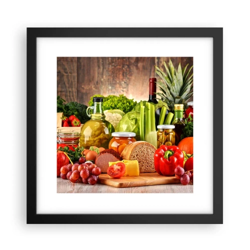 Poster in einem schwarzem Rahmen - Geräuchert, gebacken und eingelegt - 30x30 cm