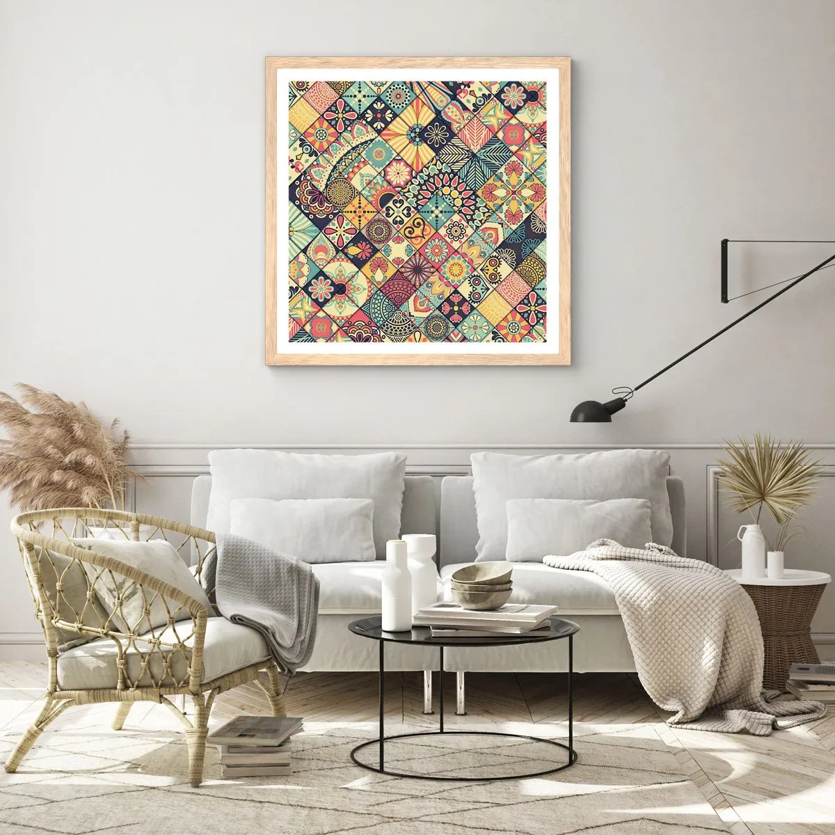 Poster in einem Rahmen aus heller Eiche - marokkanische Atmosphäre - 30x30 cm