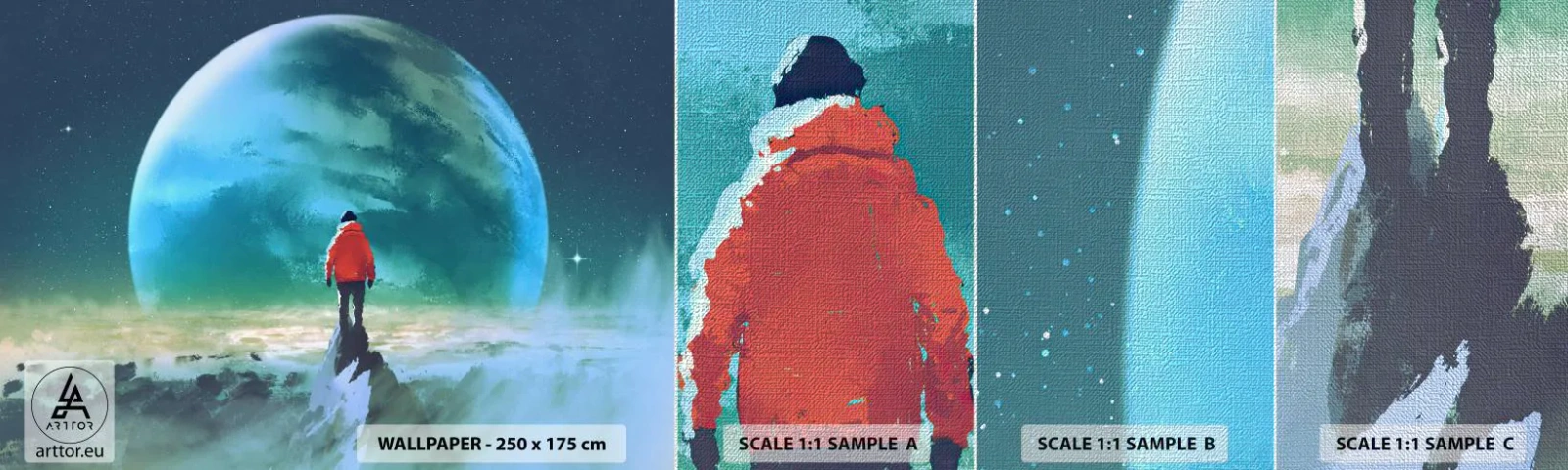 Fototapeten Muster Premium Canvas - Entdecker des neuen Landes - Abstraktion, Fantasie, Planet Erde - 100x30 cm