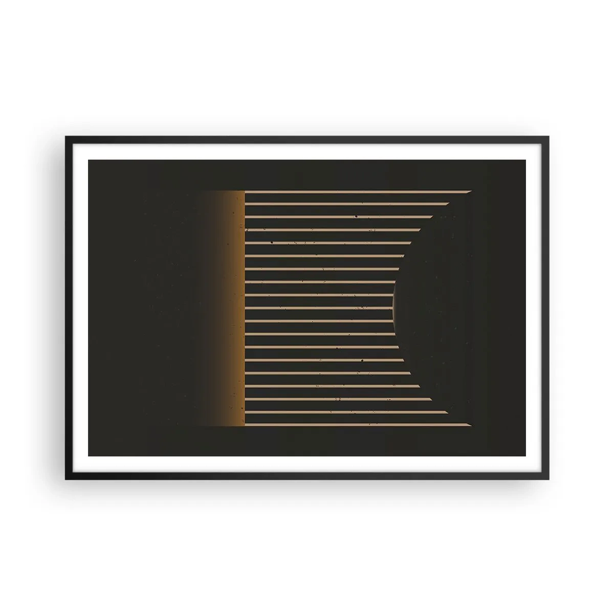 Poster in einem schwarzem Rahmen - Geometrisches Muster mit Streifen auf dunklem Hintergrund - 100x70cm - Die Dunkelheit erkunden - Moderne Wanddekoration für Wohnzimmer und Schlafzimmer ARTTOR