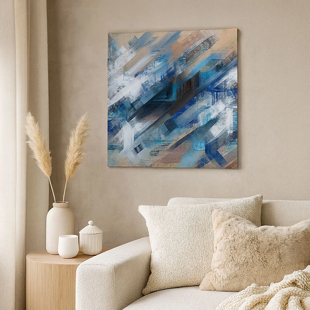 Bild auf Leinwand - Leinwandbild - Auf einer blauen Diagonale - 30x30 cm