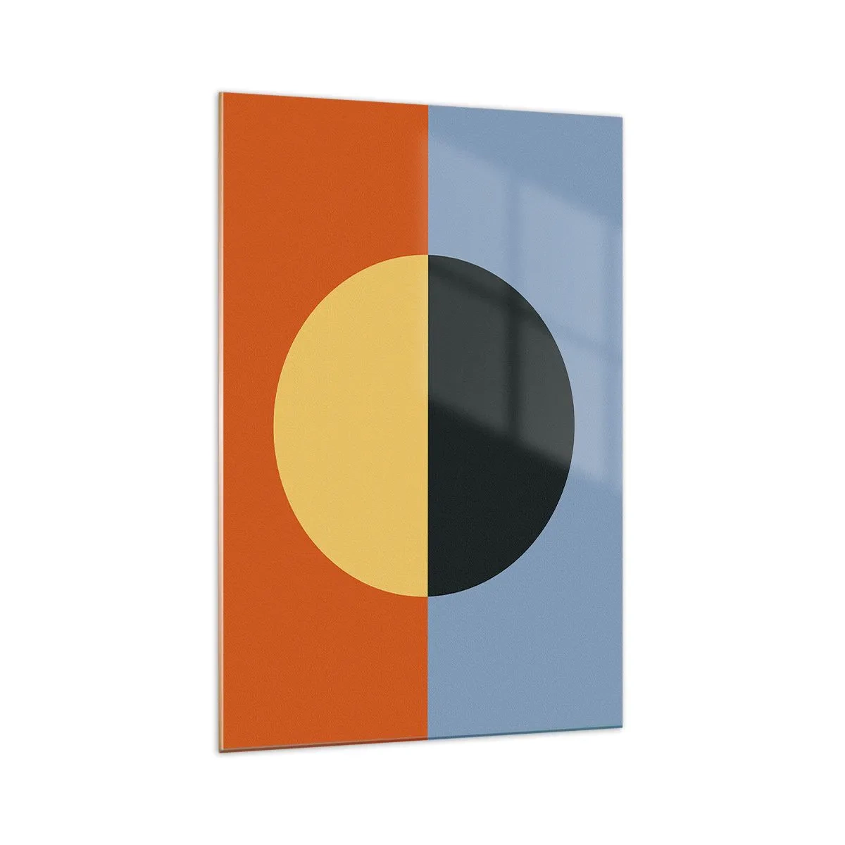 Glasbild - Bild auf glas - Geometrische Abstraktion mit kontrastierenden Farben - 70x100cm - Eine Komposition aus Wärme und Kühle - Moderne Wanddekoration für Wohnzimmer und Schlafzimmer ARTTOR