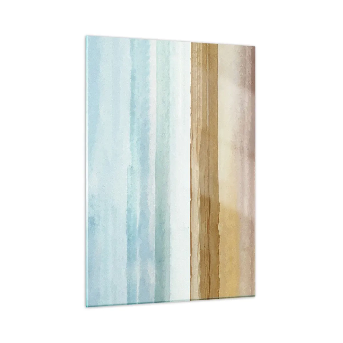 Glasbild - Bild auf glas - Ein minimalistischer Strand im pastellfarbenen Aquarellstil - 50x70cm - Trost - Moderne Wanddekoration für Wohnzimmer und Schlafzimmer ARTTOR