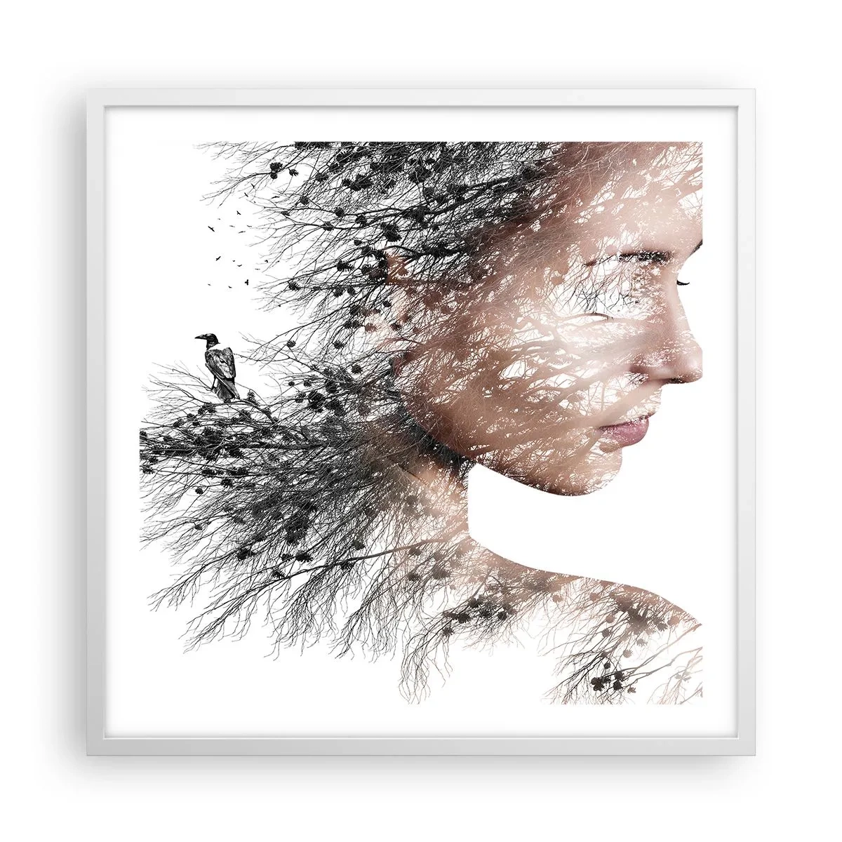 Poster in einem weißen Rahmen - Der Geist des Waldes - 60x60 cm