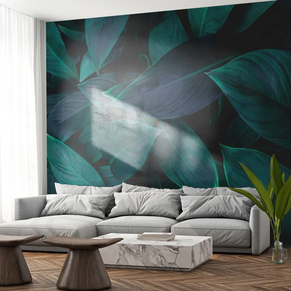 Fototapete Premium Canvas - Grün in sich selbst - Blätter, Natur, Botanik - 500x350 cm