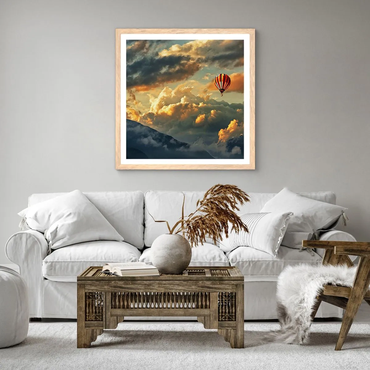 Poster in einem Rahmen aus heller Eiche - Ich fliege, weil ich es will - 30x30 cm