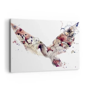 Bild auf Leinwand - Leinwandbild - Künstlerische Vogelsilhouette mit geometrischen Mustern - 100x70cm - Ein Overhead-Wanderer - Moderne Wanddekoration für Wohnzimmer und Schlafzimmer ARTTOR