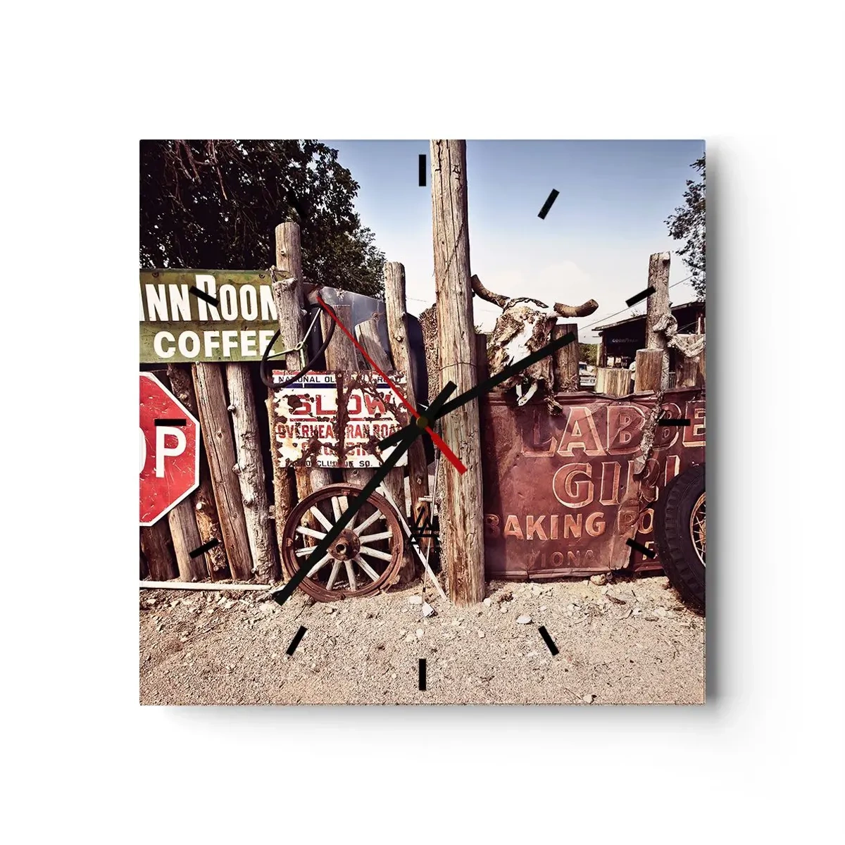 Wanduhr - Glasuhr - Und die Zeit ist stehen geblieben - 40x40 cm