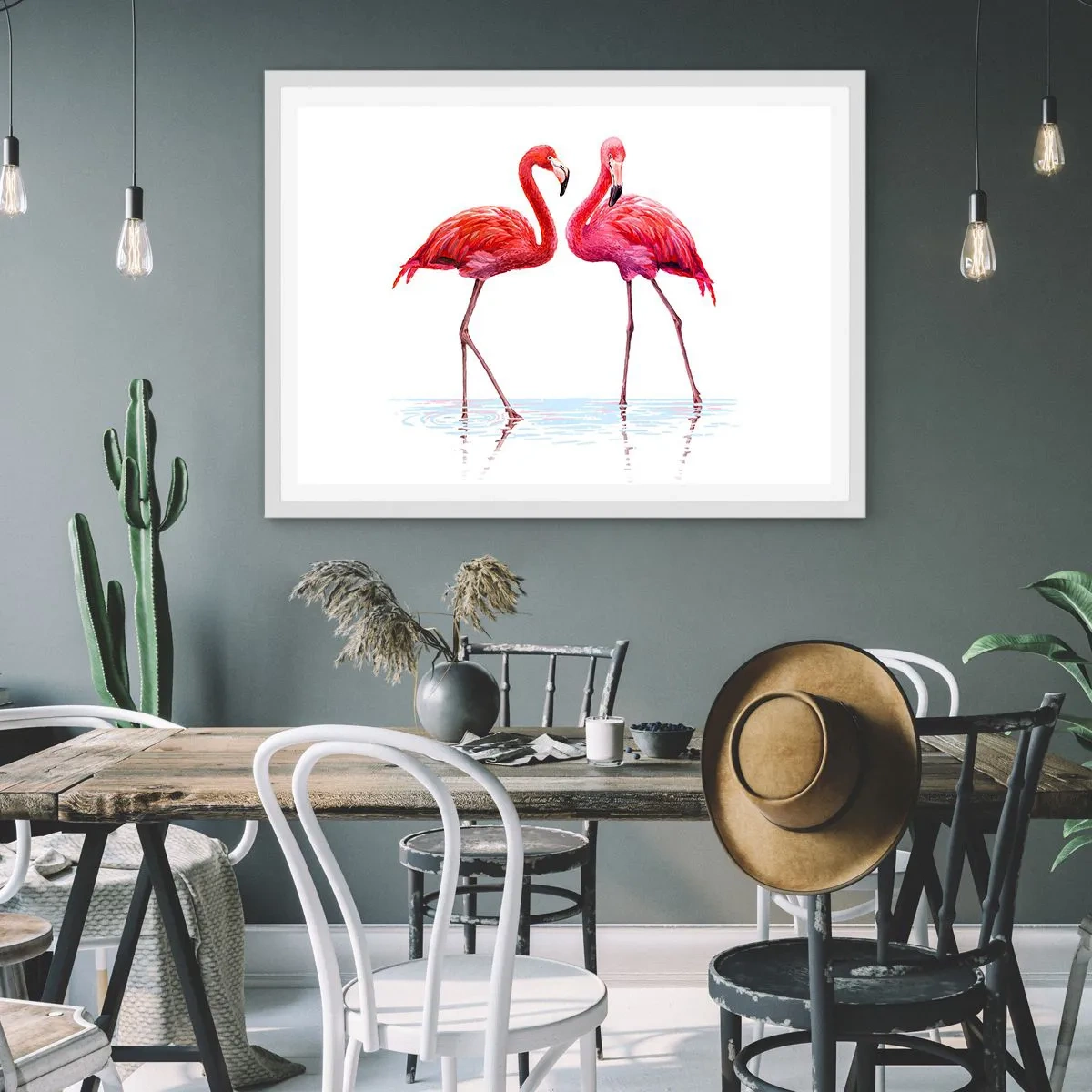 Poster in einem weißen Rahmen - Rosa randez-vous - 50x40 cm