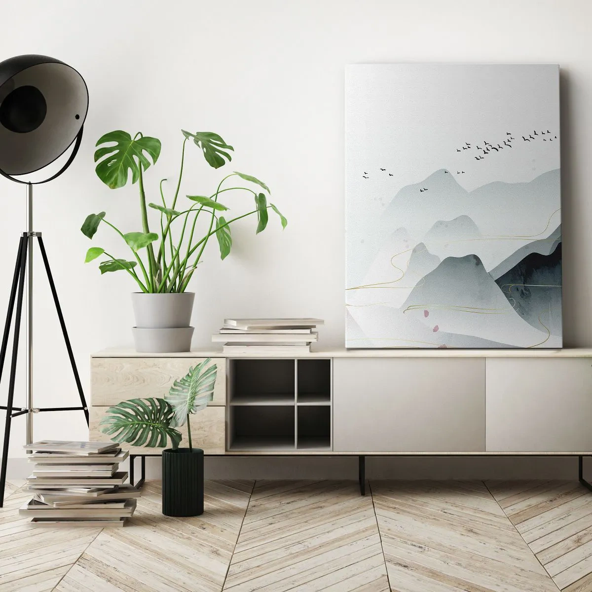 Bild auf Leinwand - Leinwandbild - Über die Gipfel - 55x100 cm