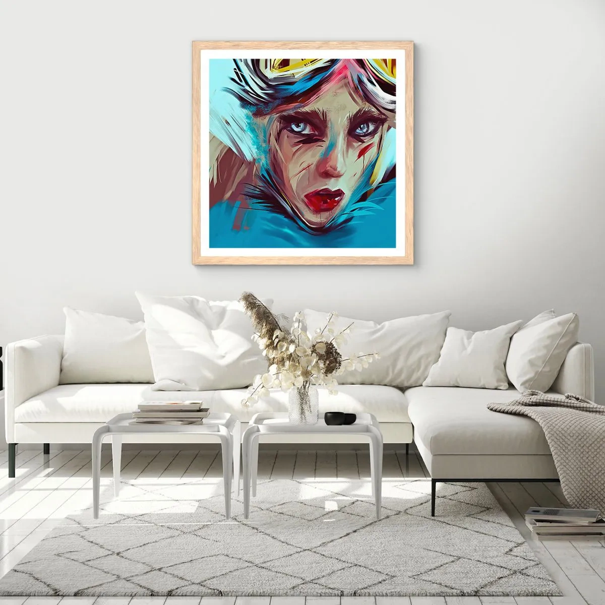 Poster in einem Rahmen aus heller Eiche - Strassenkämpferin - 40x40 cm