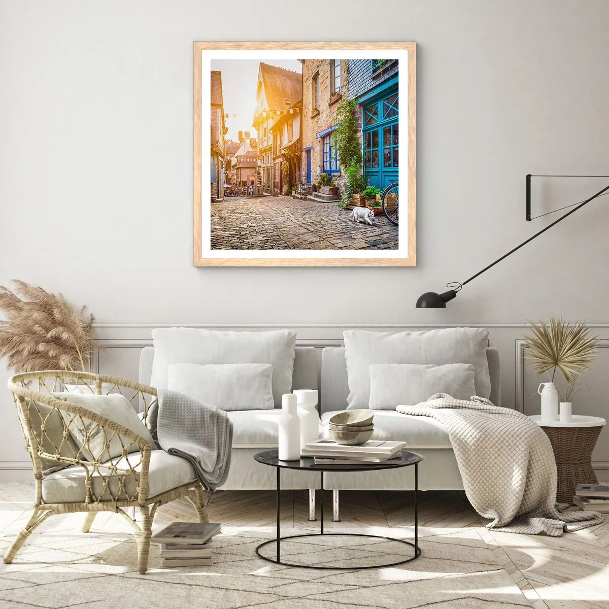 Poster in einem Rahmen aus heller Eiche - Der weiße Geist der Stadt - 60x60 cm