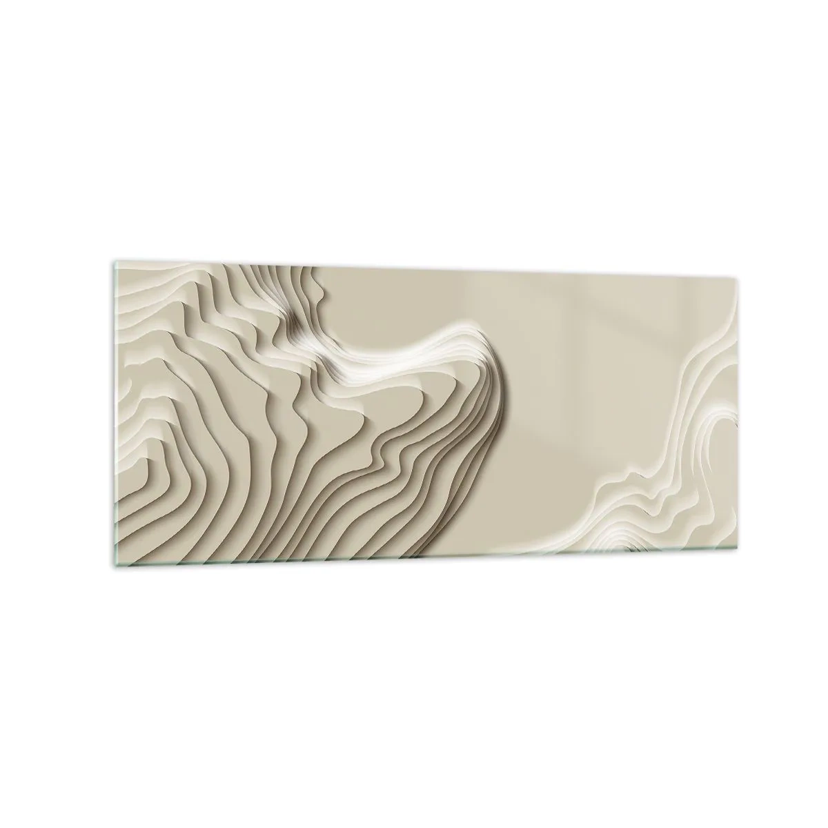Glasbild - Bild auf glas - Ein abstraktes Muster in Beigetönen mit linearer Wirkung. - 120x50cm - Topographie der Kunst - Moderne Wanddekoration für Wohnzimmer und Schlafzimmer ARTTOR