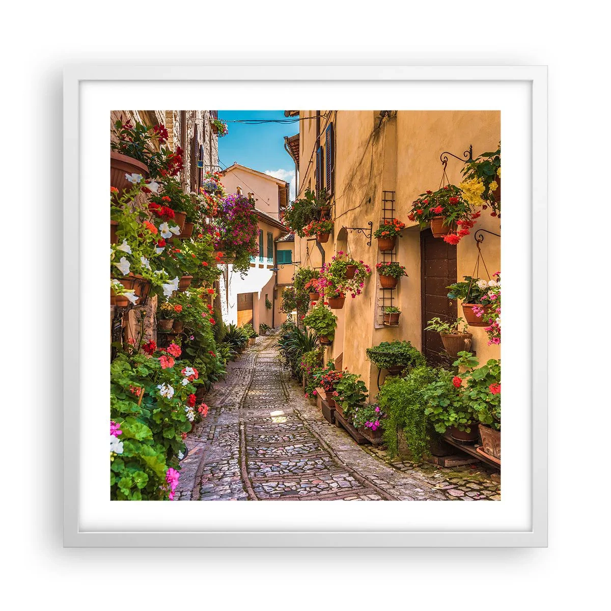 Poster in einem weißen Rahmen - Italienische Gasse - 50x50 cm