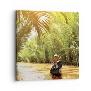 Bild auf Leinwand - Leinwandbild - Eine Palmenschlucht entlang - 30x30 cm