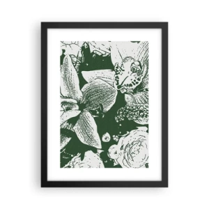 Poster in einem schwarzem Rahmen - Blumenstrauß – die Welt des Grüns - 30x40 cm