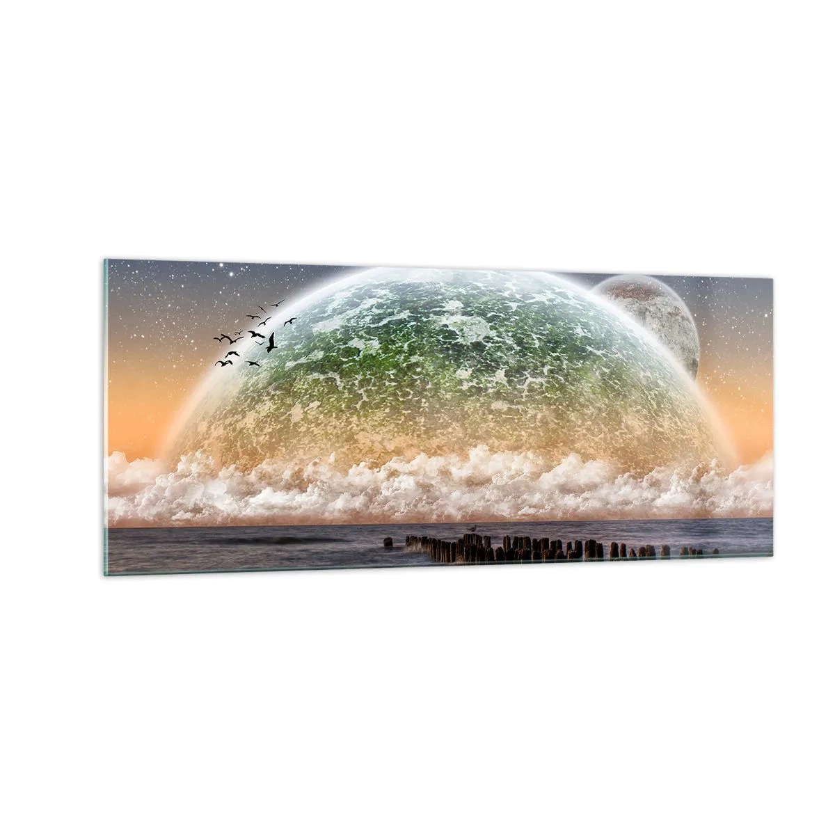 Glasbild - Bild auf glas - Und die Welt tauchte aus dem Wasser auf - 100x40 cm