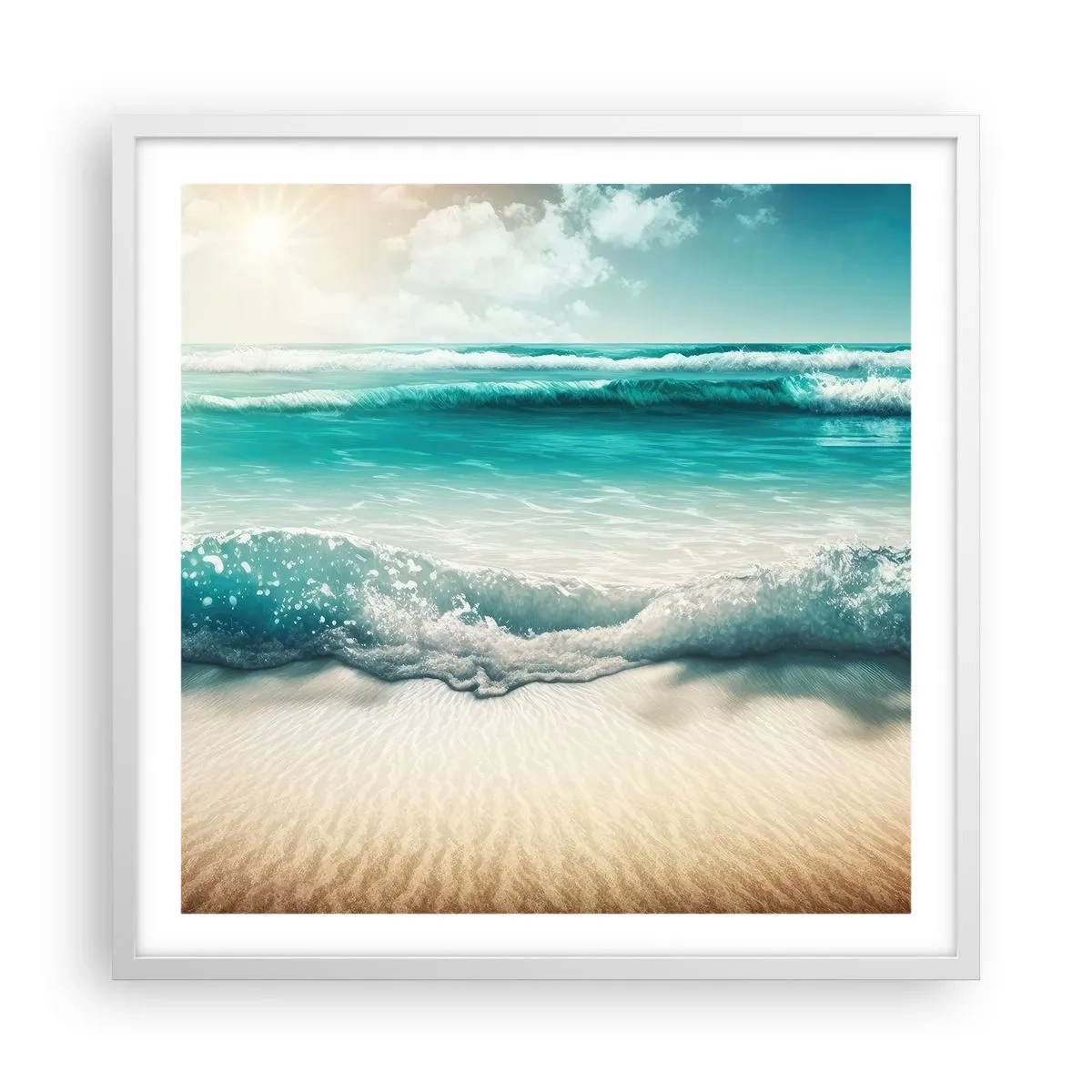 Poster in einem weißen Rahmen - Frieden des Ozeans - 60x60 cm