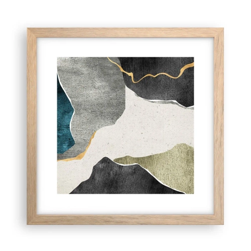 Poster in einem Rahmen aus heller Eiche - Mosaikkomposition mit Goldfaden - 30x30 cm