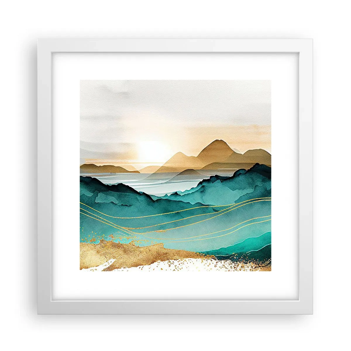 Poster in einem weißen Rahmen - Am Rande der Abstraktion – Landschaft - 30x30 cm