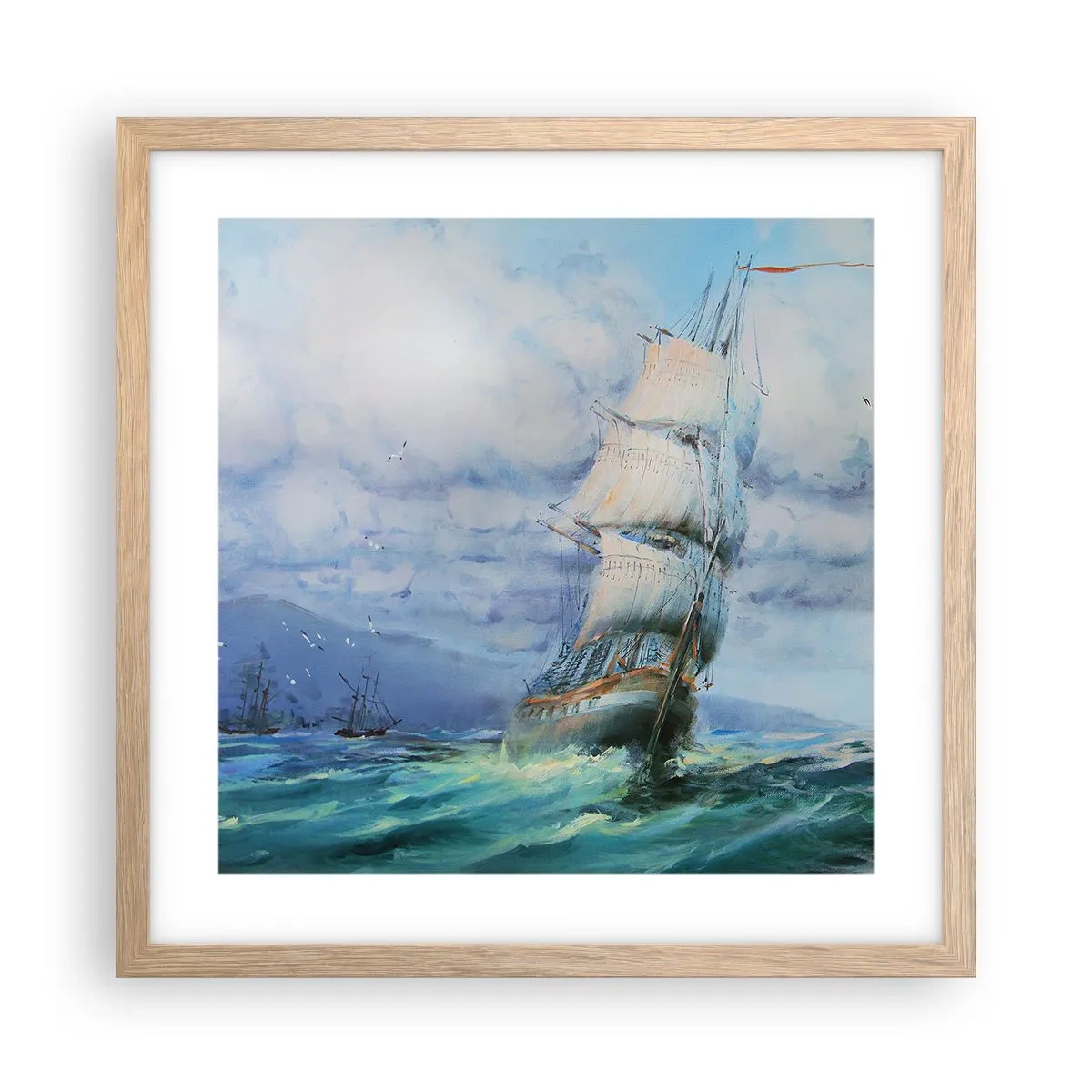 Poster in einem Rahmen aus heller Eiche - Guter Wind - 40x40 cm