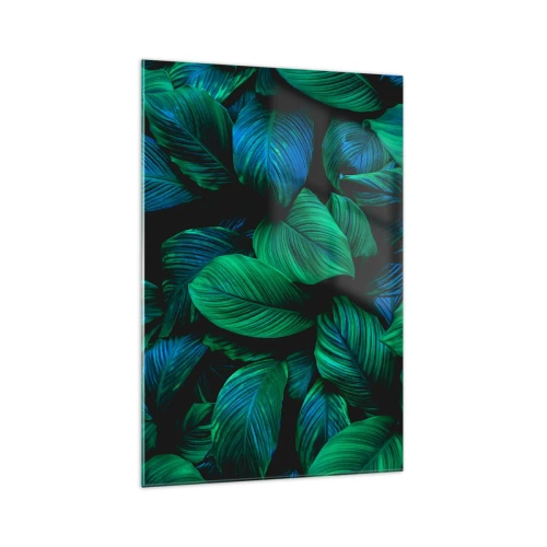 Glasbild - Bild auf glas - Grüne Blätter im minimalistischen Stil - 70x100cm - In der grünen Menge - Moderne Wanddekoration für Wohnzimmer und Schlafzimmer ARTTOR