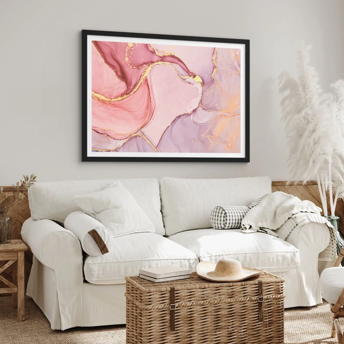 Poster in einem schwarzem Rahmen - Eine Liebkosung der Farben - 91x61 cm