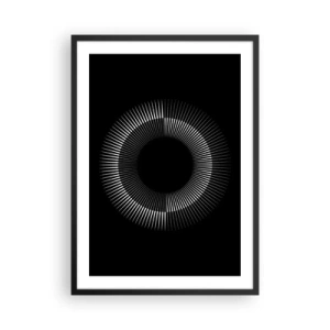 Poster in einem schwarzem Rahmen - Eine faszinierende Komposition aus einem leuchtenden Kreis auf schwarzem Hintergrund. - 50x70cm - Schwarze Sonne - Moderne Wanddekoration für Wohnzimmer und Schlafzimmer ARTTOR